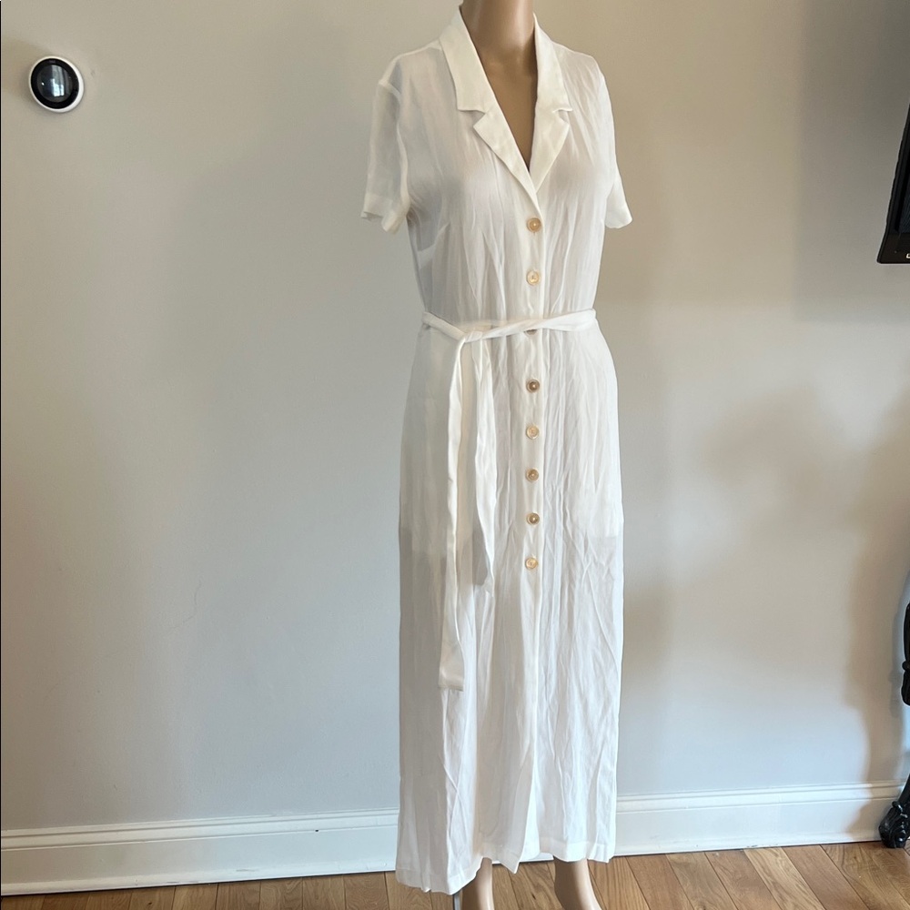 Wilfred Cream Button-Down Midi Dress